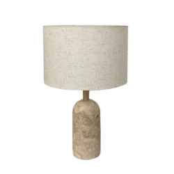 Travertine Table Lamp w/Fabric Shade 30x48H-Natural