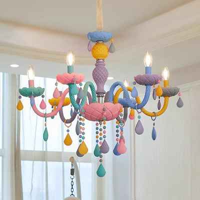 6Heads Iron&Glass Chandelier