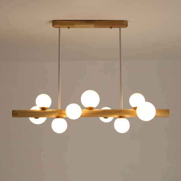 9Heads Wooden&Glass Chandelier