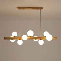 9Heads Wooden&Glass Chandelier