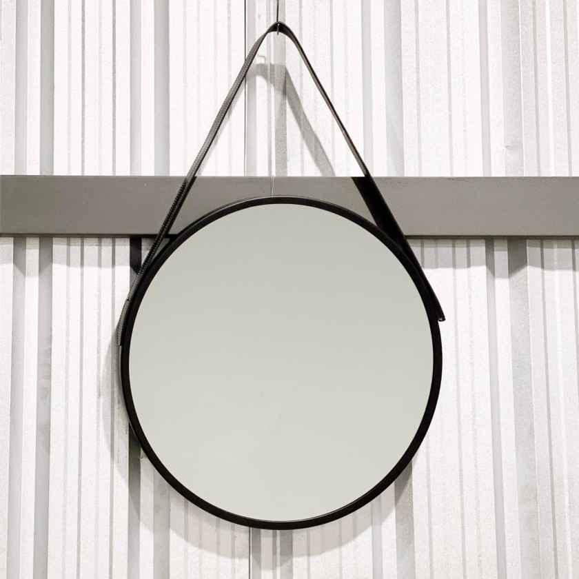 Leather Strap Round Mirror Yfactory, Mirror With Rope Strap