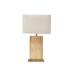 RUBBER WOOD TABLE LAMP-WOOD W/WHITE SHADE